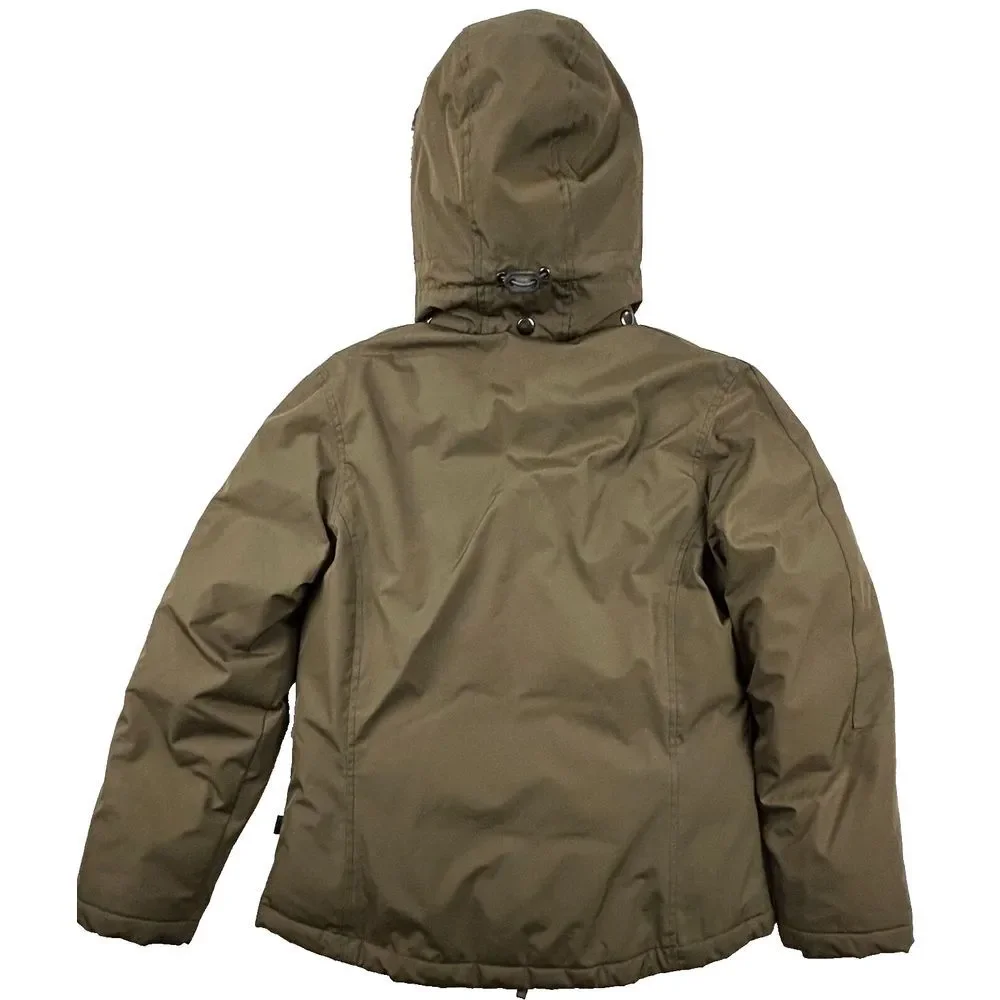 Banana Republic Women‎ M Army Green Puffer Jacket Water Resistant Hood Shearling
